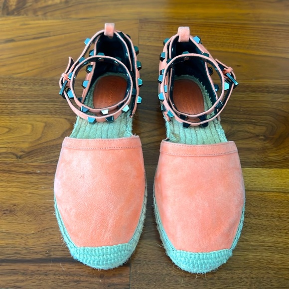 Rebecca Minkoff Shoes - Rebecca Minkoff Suede Studded Coral Espadrille size 6